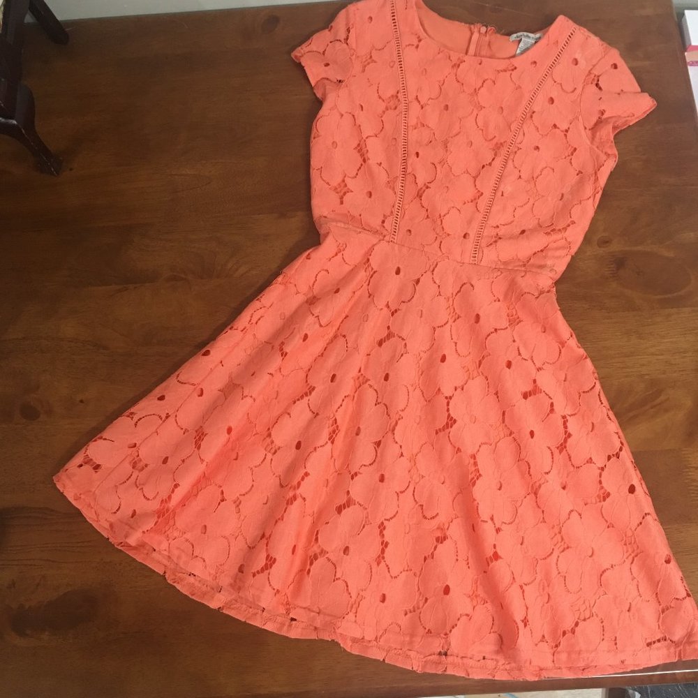 Juniors Floral Lace Flare Dress